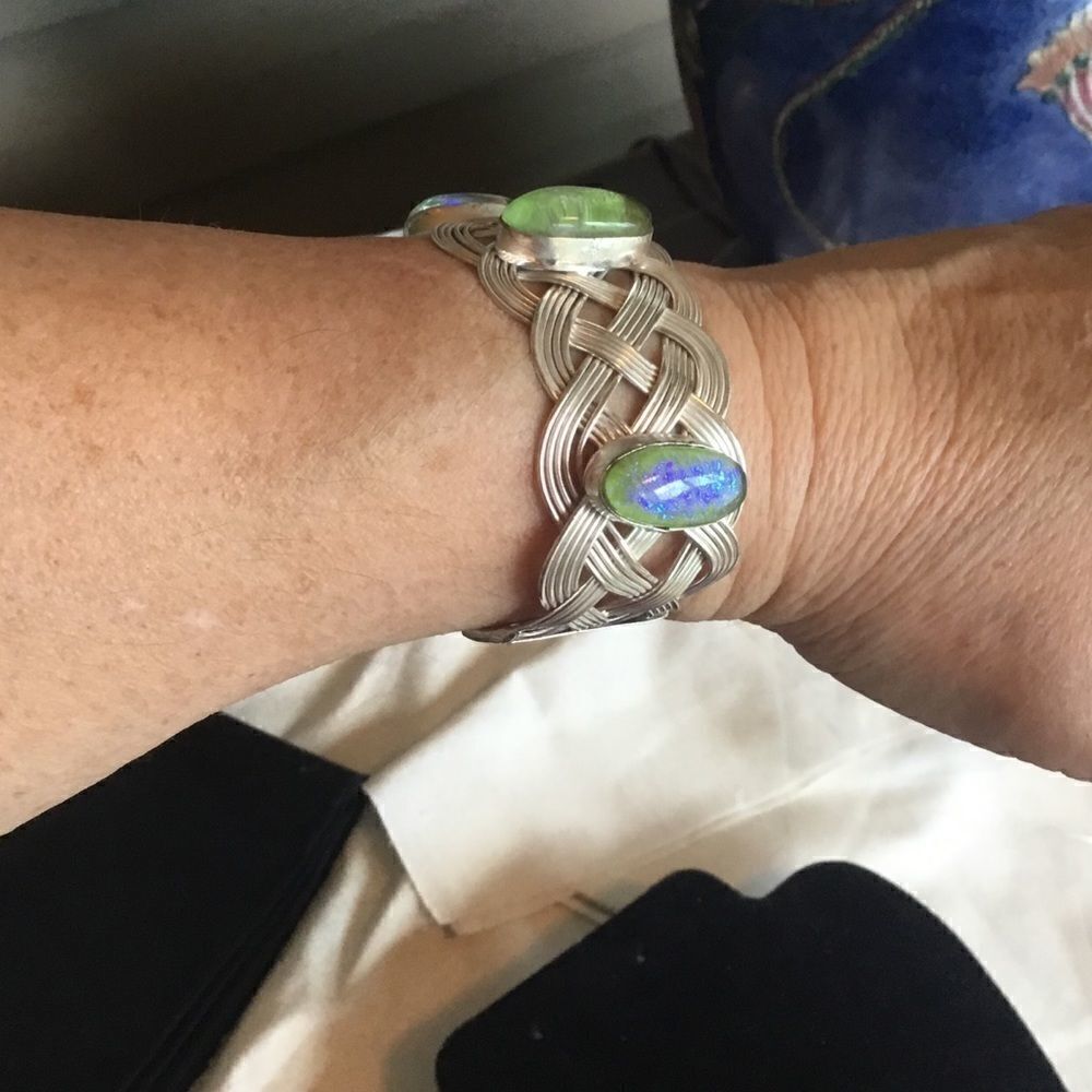 NWOT. Sterling Silver Triplet Opal Woven Bracelet